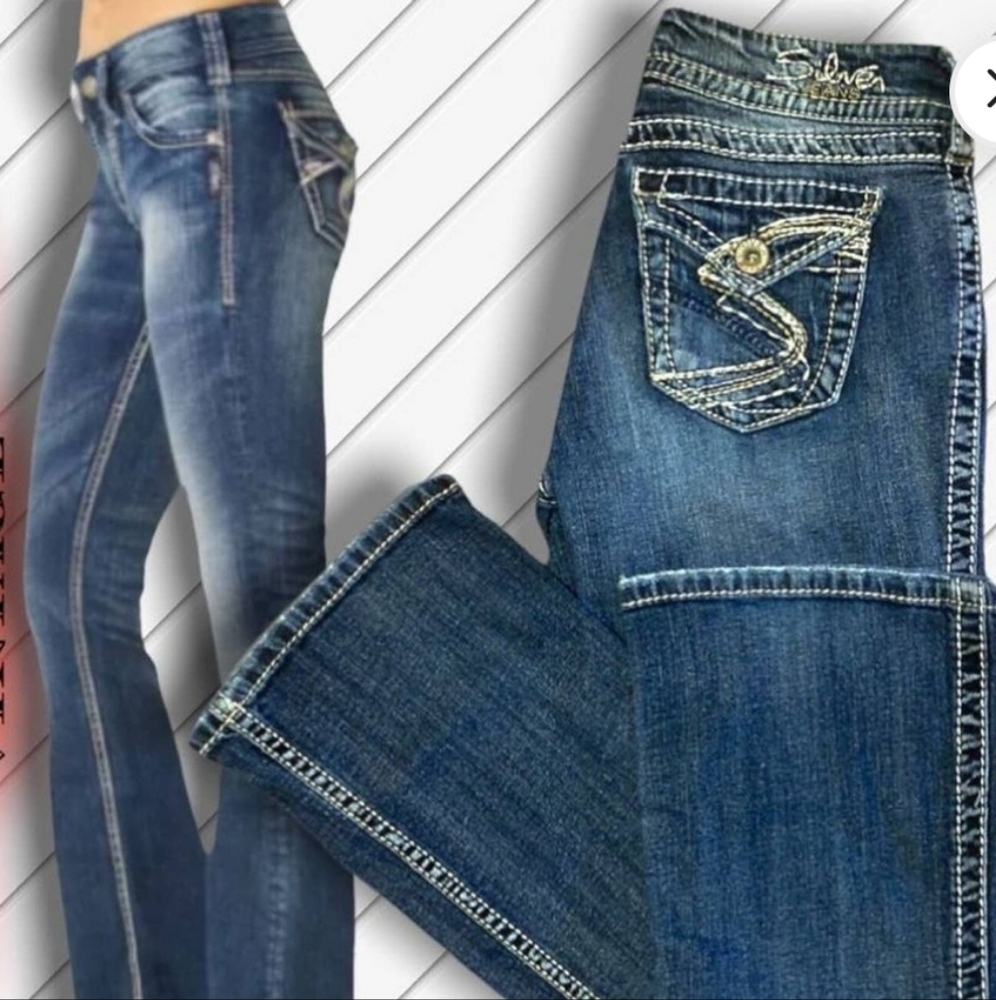 Silver Vintage Suki Surplus Bootcut Fold Pocket Jeans W26/L32